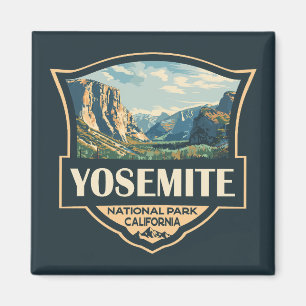 Yosemite National Park Illustratie Retro Badge Magneet
