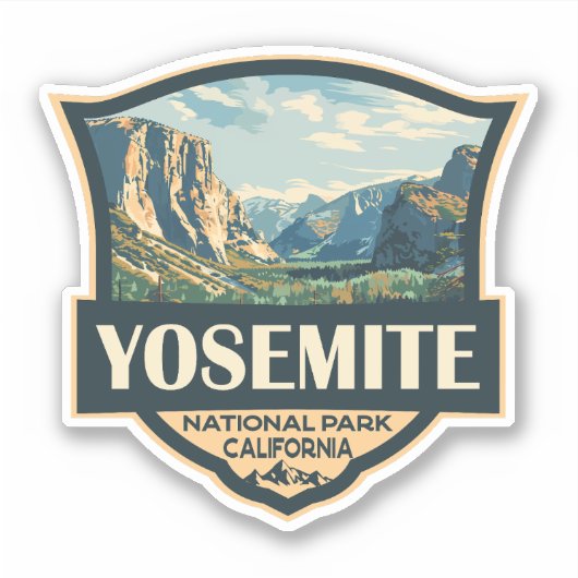 Yosemite National Park Illustratie Retro Badge Sticker (Voorkant)