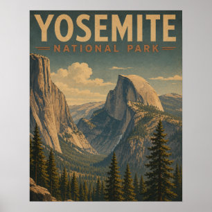 Yosemite National Park Klassiek Half Dome Dal Poster