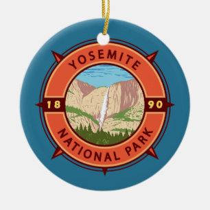 Yosemite National Park Retro Compass Embleem Keramisch Ornament