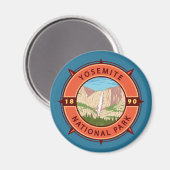 Yosemite National Park Retro Compass Embleem Magneet (Voorkant / Achterkant)