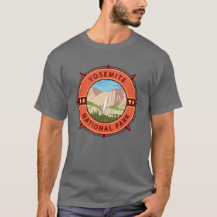 Yosemite National Park Retro Compass Embleem T-shirt