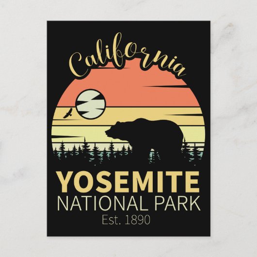 Yosemite National Park Retro Sunset Mountain Briefkaart (Voorkant)