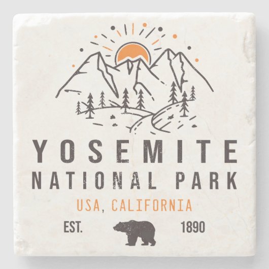 Yosemite National Park Retro Sunset Mountain Stenen Onderzetter (Voorkant)
