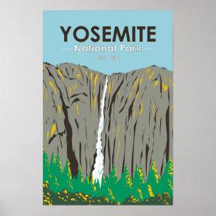 Yosemite National Park Ribbon Falls Californië Poster