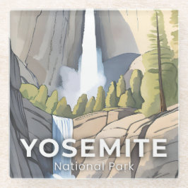 Yosemite National Park | Watercolor Travel Glazen Onderzetter