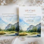 Yosemite National Park Waterverf Bewaar de datum Kaart