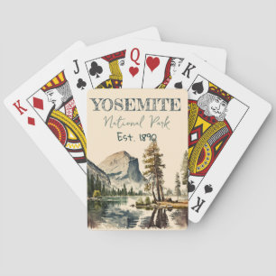 Yosemite National Park waterverf Halve koepel Pokerkaarten