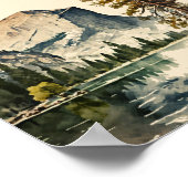 Yosemite National Park waterverf Halve koepel Poster (Hoek)