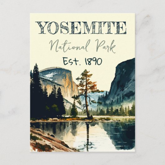 Yosemite National Park waterverf Halve koepel Zons Briefkaart (Voorkant)