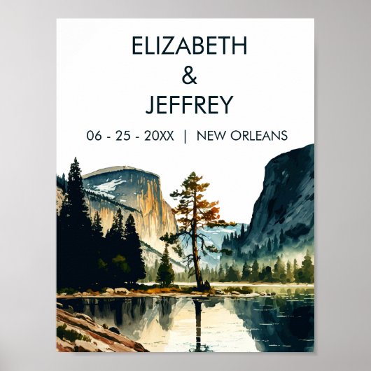 Yosemite National Park Wedding Waterverf Poster (Voorkant)