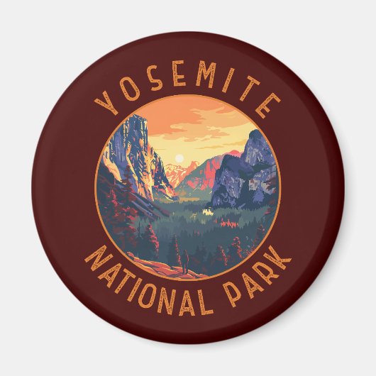Yosemite Sunset National Park Retro in nood Magneet (Voorkant)