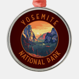 Yosemite Sunset National Park Retro in nood Metalen Ornament