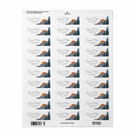 Yosemite Sunset Retour Adreslabels Etiket (Full Sheet)