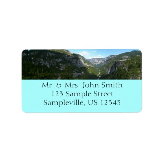 Yosemite-vallei in het Nationaal Park Yosemite Etiket (Voorkant)