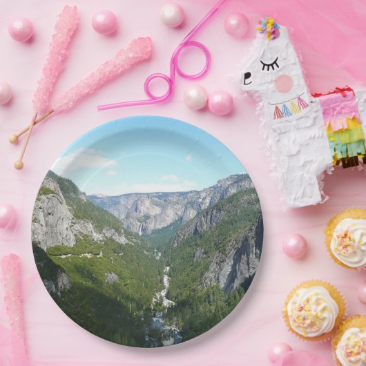 Yosemite-vallei in het Nationaal Park Yosemite Papieren Bordje (Feest)