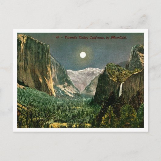 Yosemite Valley by Moonlight 1910s Briefkaart (Voorkant)