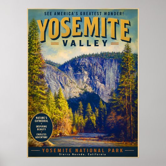 Yosemite Valley Reisposter Poster (Voorkant)