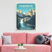 Yosemite Waterfall California  Retro Canvas Afdruk (Insitu (Woonkamer))