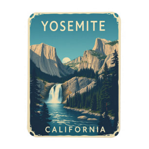 Yosemite Waterfall California  Retro Magneet
