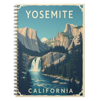 Yosemite Waterfall California Retro Notitieboek
