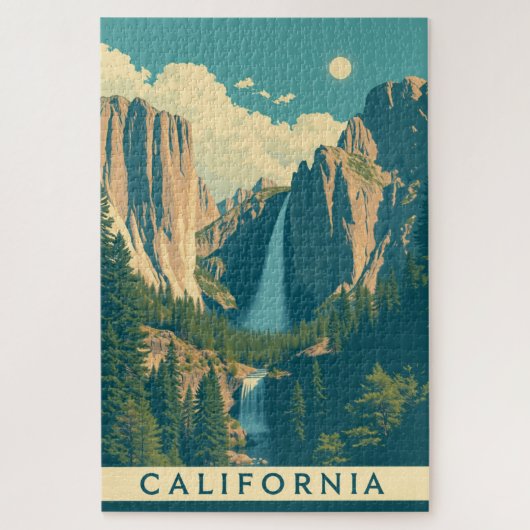 Yosemite Waterval  Retro Legpuzzel (Verticaal)