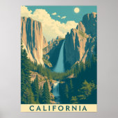 Yosemite Waterval Retro Poster (Voorkant)