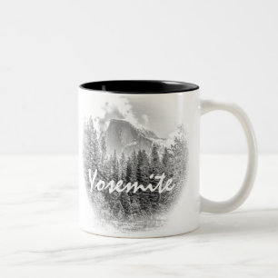 Yosemite's Half Dome in de winter met Yosemite Tek Tweekleurige Koffiemok
