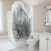 Yosemite's Half Dome in de winter, zwart en wit Douchegordijn (In situ)