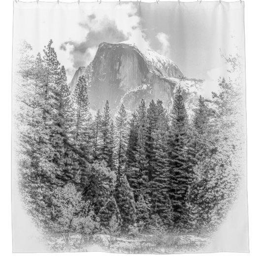 Yosemite's Half Dome in de winter, zwart en wit Douchegordijn (Voorkant)