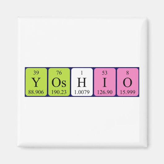 Yoshio nom de table périodique aimant (Devant)