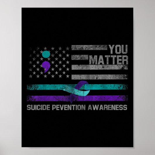 You American Flag Suicide Prevention Awareness  Poster (Voorkant)