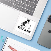 You And Me Minimal Vinyl Sticker (Laptop met iPhone)