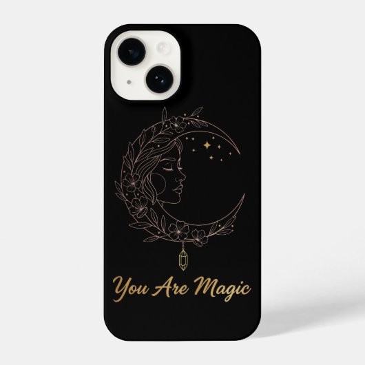 You Are Magic - Celestial Moon Goddess Black iPhone Hoesje (Achterkant)