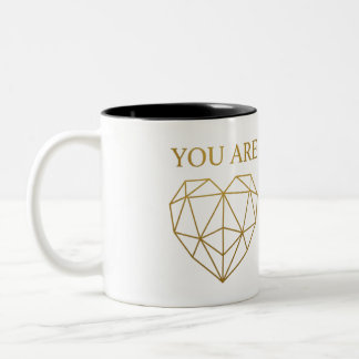 You Are My Half Gold Geometric Heart Couple Mug Tweekleurige Koffiemok