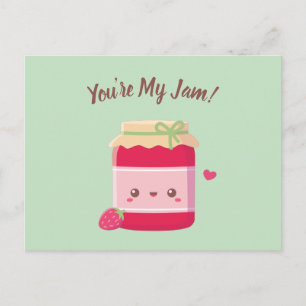 You Are My Jam, Cute Strawberry Jam Valentines Day Briefkaart