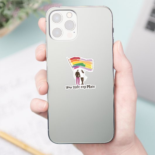You Are My Safe Place – LGBTQ Pride Love Sticker (Téléphone)
