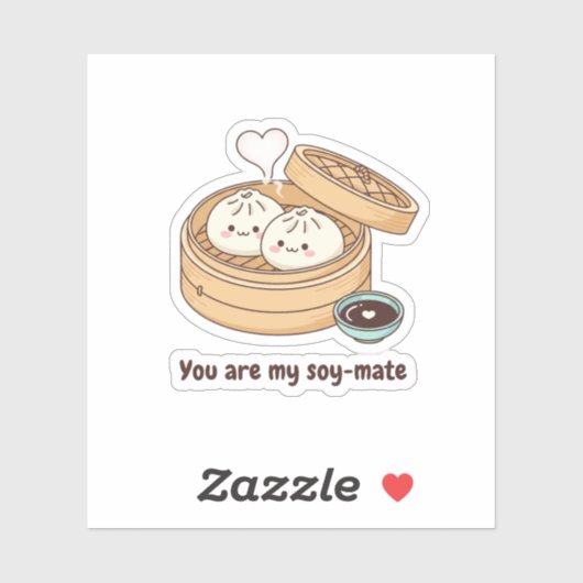 You Are My Soy-mate Cute Dim Sum Valentine Sticker (Vel)