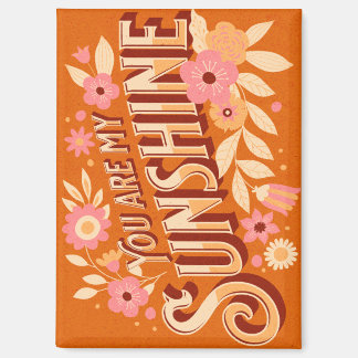 You Are My Sunshine Bloemige Boho Groovy Roze Oran Magneet