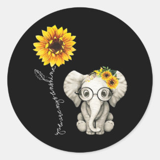 You Are My Sunshine Hippie Sunflower Elephant Ronde Sticker