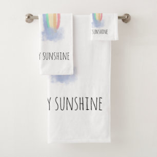 You are my sunshine watercolor painted rainbow