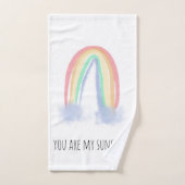 You are my sunshine watercolor painted rainbow (Serviette à main)