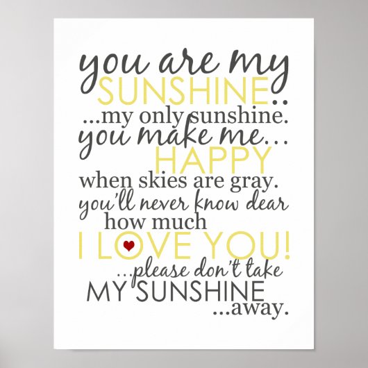 You Are My Sunshine - Wit - Poster (Voorkant)