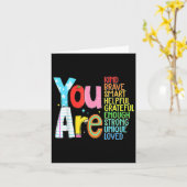 You Are Smart Brave Strong Kind Loved Motivation T Kaart (Gele Bloem)