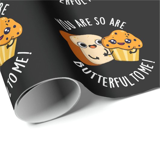 You Are So Butterful To Me Funny Food Pun Dark BG Cadeaupapier (Rol Hoek)