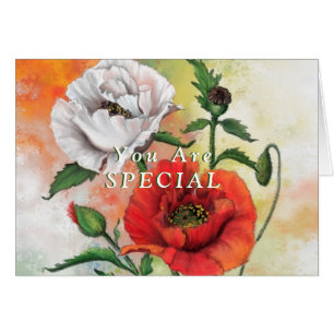 You Are Special - Beautiful Red White Poppies -