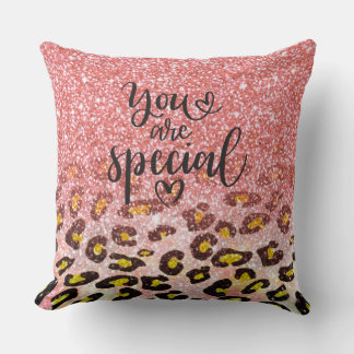 You Are Special Pink Glitter Leopard Print Kussen