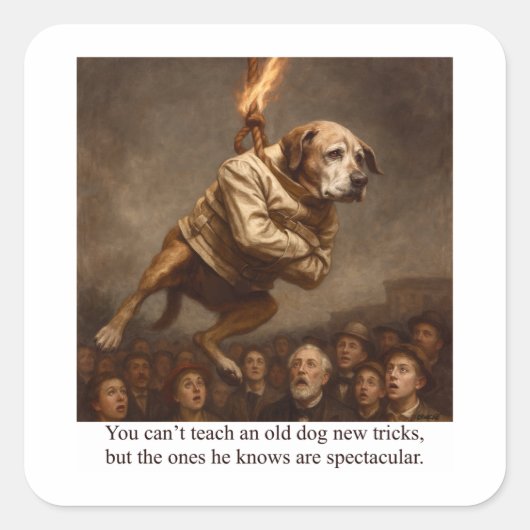 You can’t teach an old dog new tricks vierkante sticker (Voorkant)