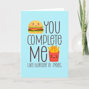You Complete Me Burger Frites Funny Valentijnsdag Feestdagen Kaart