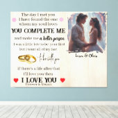 You Complete Me Custom Photo Wedding Anniversary Canvas Afdruk (Insitu (Houten vloer))